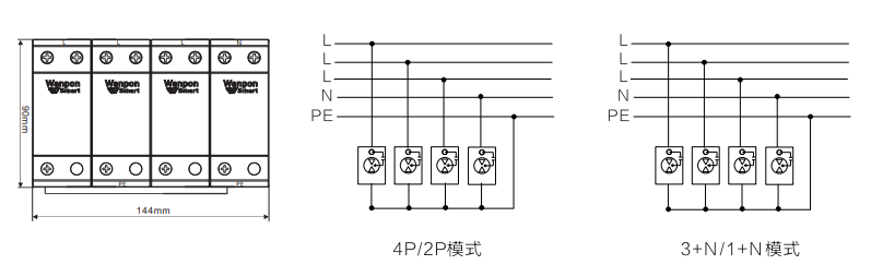 WB-A 系列 一級電源防雷器尺寸原理圖